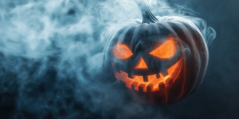 Spooky Halloween Pumpkin with Candles created by ai