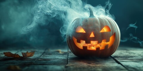 Spooky Halloween Pumpkin with Candles created by ai