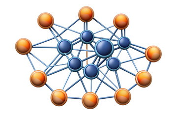 Abstract Neural Network Elements: AI Driven Concept of Interconnected Nodes and Pathways for Learning and Adaptation - Isolated on White Background | Photo Stock Concept
