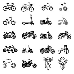 Bicycles and bikes icon set.