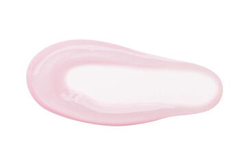 A smear of pink transparent gel on a blank background.