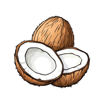coconuts brown cut open white background clip art preview