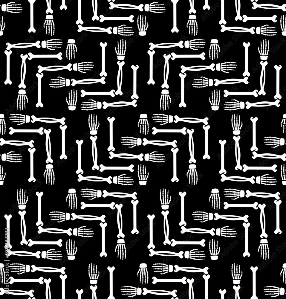 Poster hands bones pattern seamless. skeleton hand background
