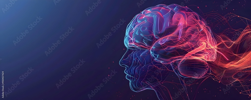 Poster intricate neural network of glowing abstract brain concept