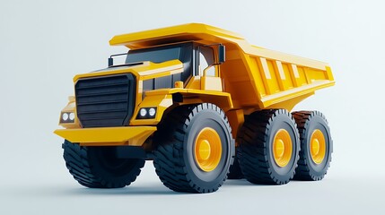 Yellow Dump Truck Isolated on White Background