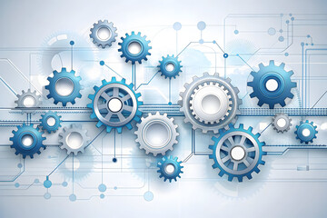 AI Enhanced Workspace Background: Modern Office Space with Seamless Integration of AI Devices, Emphasizing Innovation, Productivity, and High-Tech Environment - Stock Photo Concept