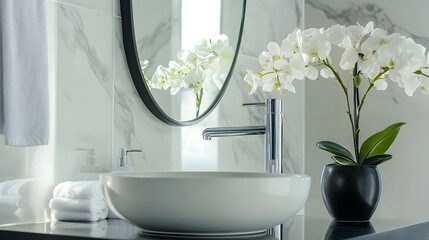Elegant and Spotless Bathroom Exuding Luxury and Cleanliness
