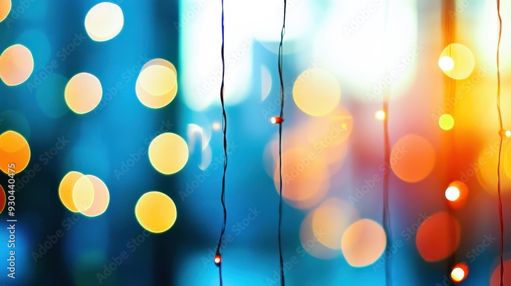 Poster blurred background with colorful bokeh lights, creating a vibrant and dreamy atmosphere perfect for 
