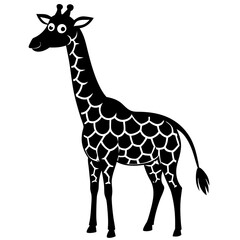 Funny giraffe silhouette art vector illustration