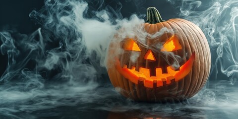 Spooky Halloween Pumpkin with Candles created by ai