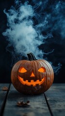 Spooky Halloween Pumpkin with Candles created by ai