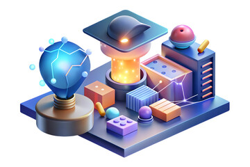 Digital Twin Vector Concept: AI-Powered Minimalistic Design with Mirrored Data Streams and Connections on White Background