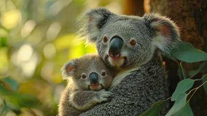 Obraz premium Koala bear with her cub