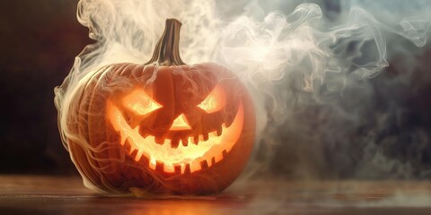 Spooky Halloween Pumpkin with Candles created by ai
