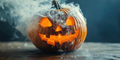 Spooky Halloween Pumpkin with Candles created by ai