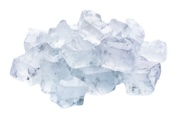 Obraz premium Crushed ice cubes scattered on a flat surface, isolated on a white background.