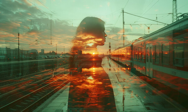Airport, Train station, non-place, Relativistic time, Multiple exposure, art photography