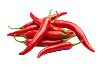 Our Branch Red Chili Peppers are brightly colored and isolated on a white background.