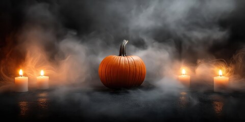 Spooky Halloween Pumpkin with Candles created by ai