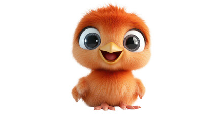 Fototapeta premium Realistic 3d render of a happy, furry and cute baby Flamingo smiling with big eyes looking strainght