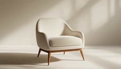 Stylish armchair with soft upholstery and wooden legs, perfect for modern living spaces and cozy interiors.