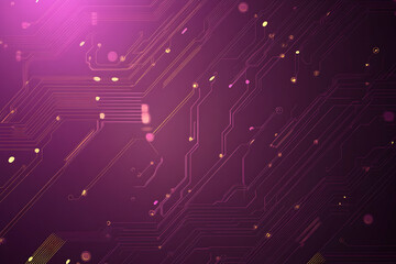 Abstract image of a circuit board with glowing lines and nodes on a pink gradient background. The intricate network of connections creates a modern, tech-inspired visual. Copy space available