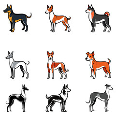 set of foreign dogs vector design, dog,, silhouette, vector, animal, illustration, animals, icon, dog, wild, nature, set, black, farm, collection, silhouettes, pet, running, cat, tiger, race, wild