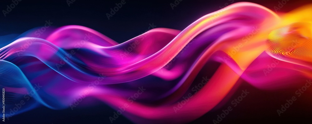 Poster vibrant abstract waves of color blend seamlessly, creating a captivating visual experience that ener