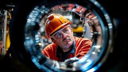 Obraz premium Factory Tour Guide Engaging Visitors in Machinery Insights, Exploring Production Processes, Educational Experience, Open Environment, Interactive Learning Opportunity