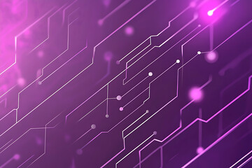 Obraz premium Abstract image of a circuit board with glowing lines and nodes on a pink gradient background. The intricate network of connections creates a modern, tech-inspired visual. Copy space available