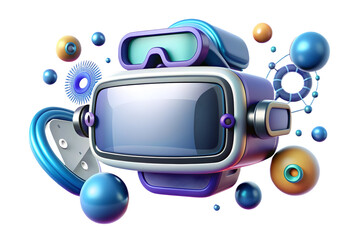 Cutting-Edge AI Powered Virtual Reality Border Frame | Innovative Concept with VR Headset & Immersive Elements | Technology & Innovation Symbolized | Photo Stock Image