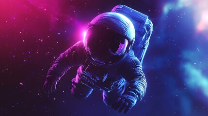 Futuristic Astronaut Energy Orb in Deep Space