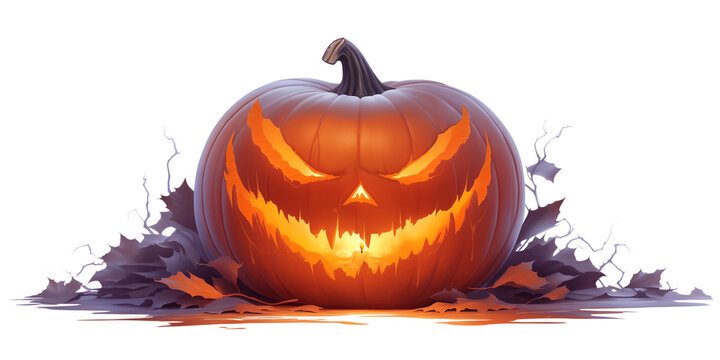 Halloween pumpkins show a creepy smile