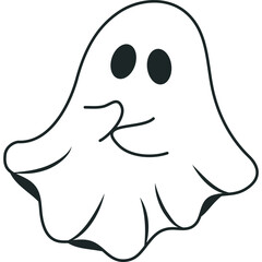 Cute Halloween Ghost Outline
