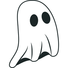 Cute Halloween Ghost Outline
