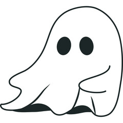 Cute Halloween Ghost Outline
