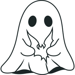 Cute Halloween Ghost Outline
