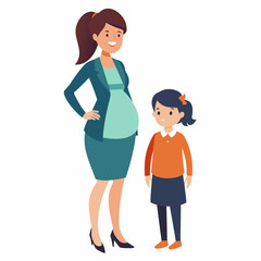 Pregnant mother wearing suit and skirt art vector illustration