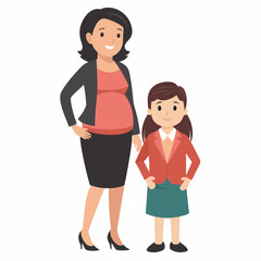 Pregnant mother wearing suit and skirt art vector illustration