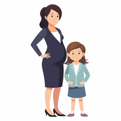 Pregnant mother wearing suit and skirt art vector illustration