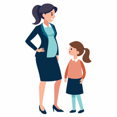 Pregnant mother wearing suit and skirt art vector illustration