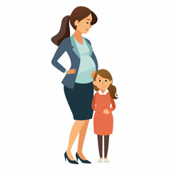 Pregnant mother wearing suit and skirt art vector illustration