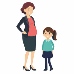 Pregnant mother wearing suit and skirt art vector illustration