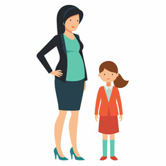Pregnant mother wearing suit and skirt art vector illustration