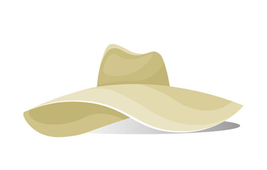 Hat and cap. White panama for summer season and hot weather. Fashion, trend and style. Aesthetics and elegance. Stylish headwear. Flat vector illustration isolated on white background