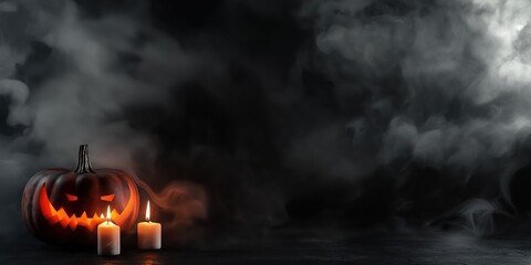 Spooky Halloween Pumpkin with Candles created by ai