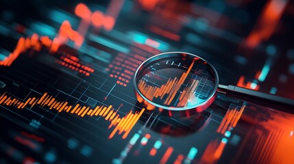 Magnifying Glass Over a Digital Stock Chart