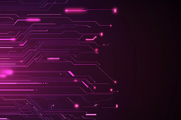 Abstract image of a circuit board with glowing lines and nodes on a pink gradient background. The intricate network of connections creates a modern, tech-inspired visual. Copy space available