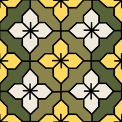 Seamless surface pattern with geometric flowers 