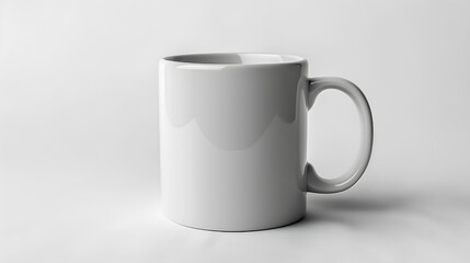 Minimalist White Coffee Mug on a Pure White Background